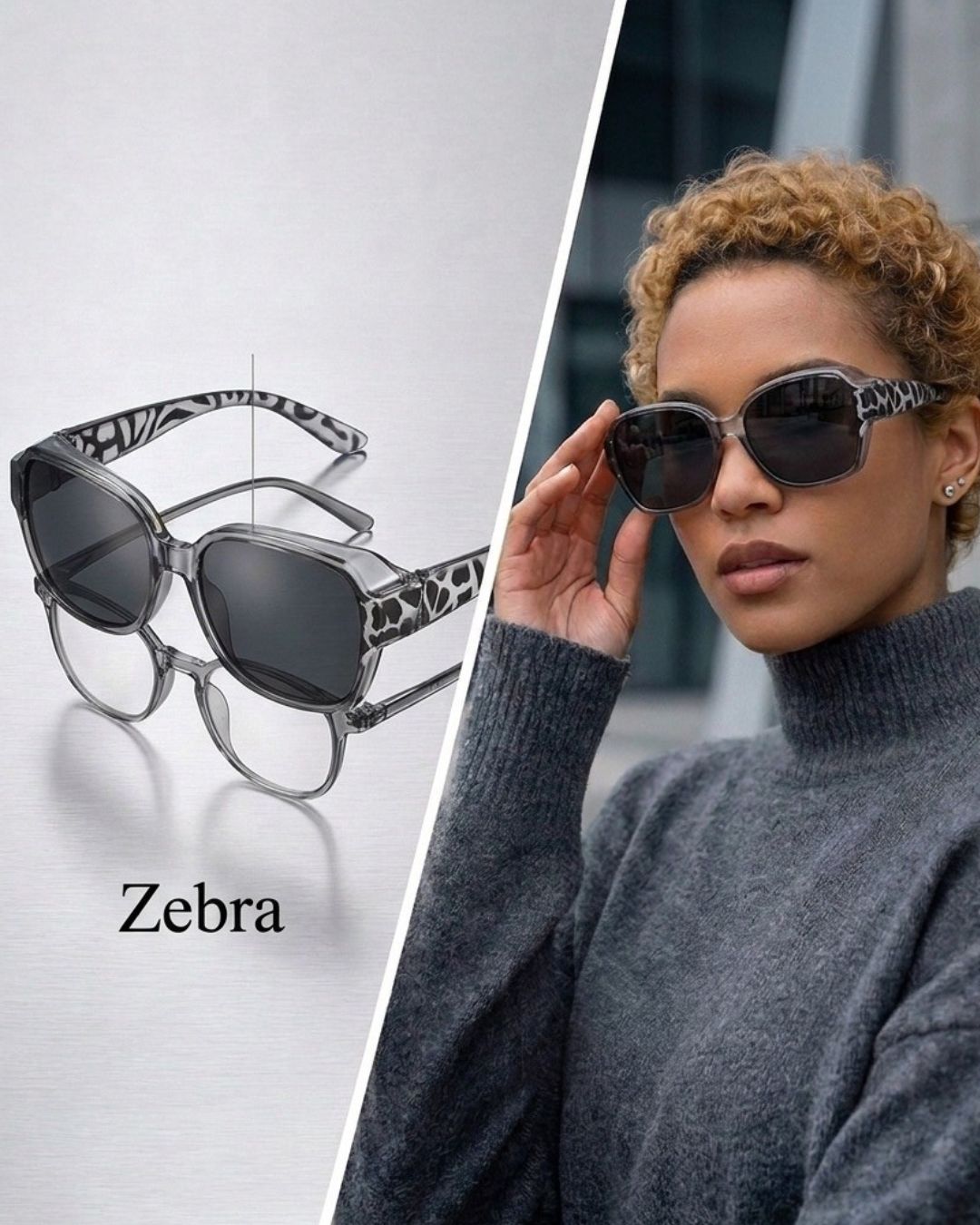 HumanWins Polarised Fit-Over Sunglasses — Zebra